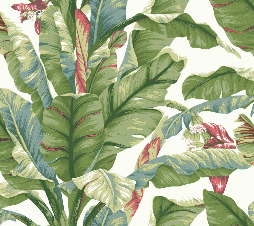 Banana Leaf White & Green Peel & Stick Wallpaper (Set of 2)