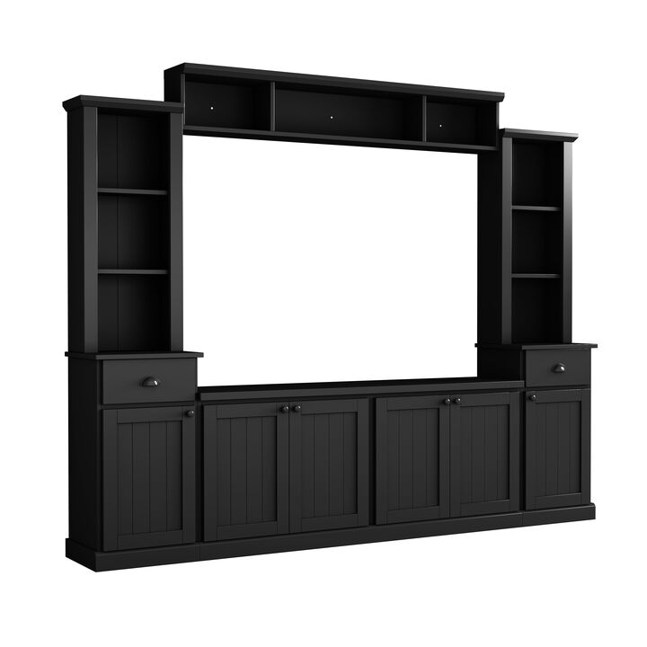 Clihome Large TV Stand Entertainment Wall Unit Set with Bridge for Living Room