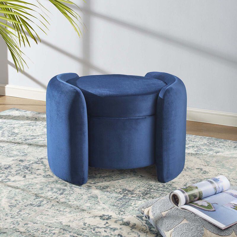 Nebula Upholstered Performance Velvet Ottoman image number 1
