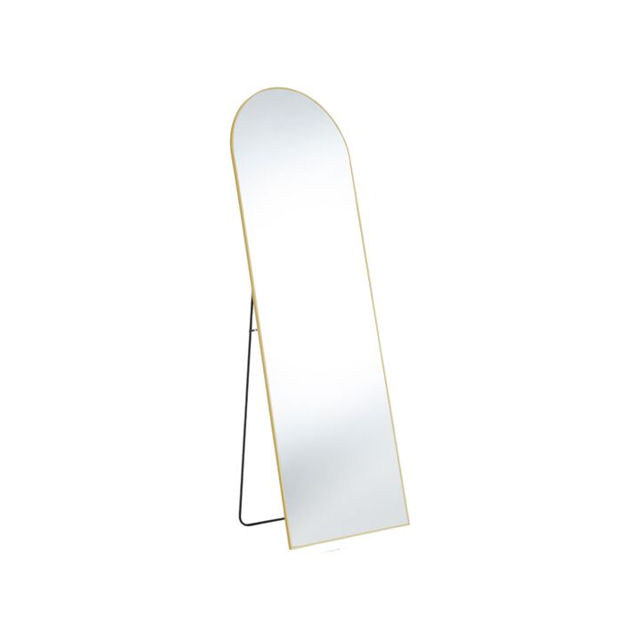 HomeRoots 63" Gold Metal Arch Freestanding and Wall Mount Framed Full Length Mirror