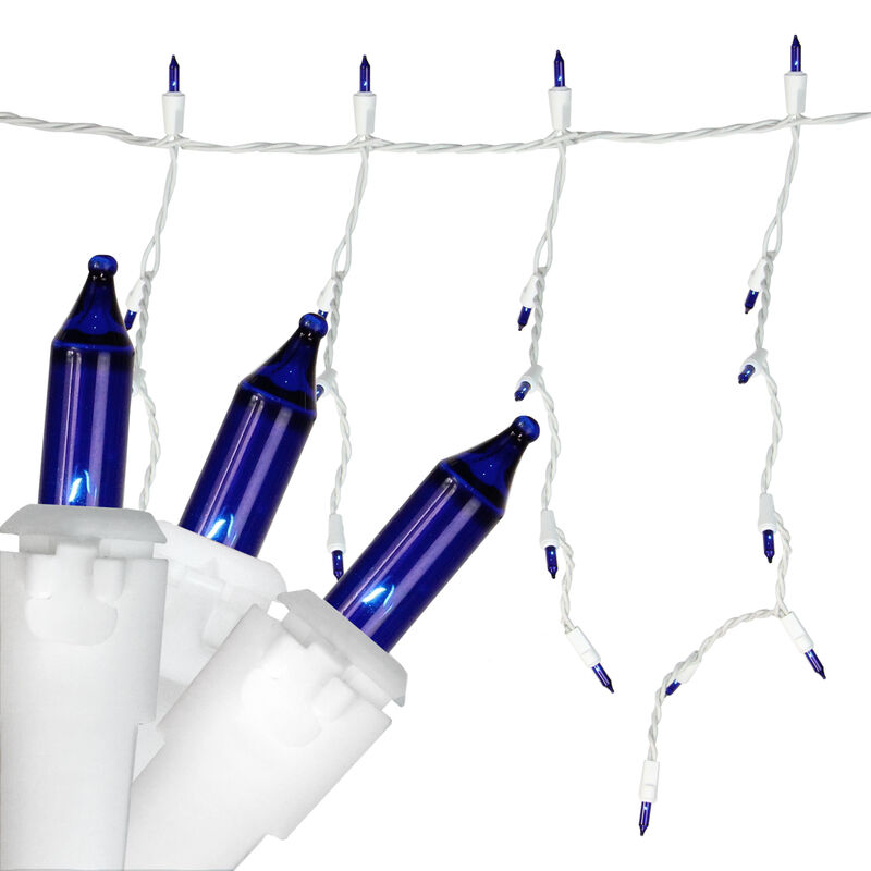 150-Count Blue Mini Icicle Christmas Light Set - 8.75ft  White Wire image number 1