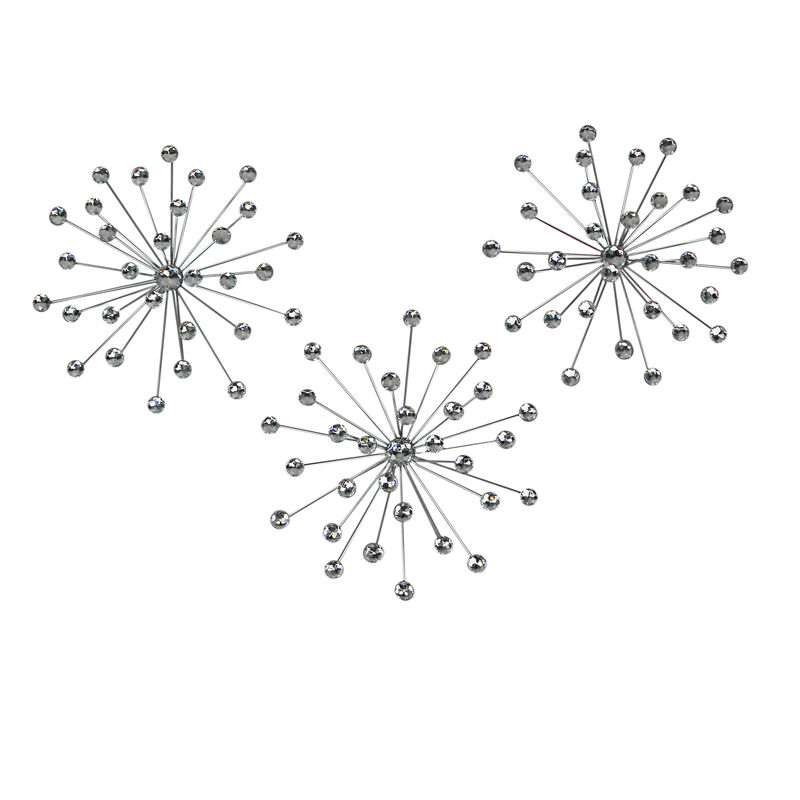 Jeweled 3D Bursting Star Wall Sculpture Set of 3 image number 0