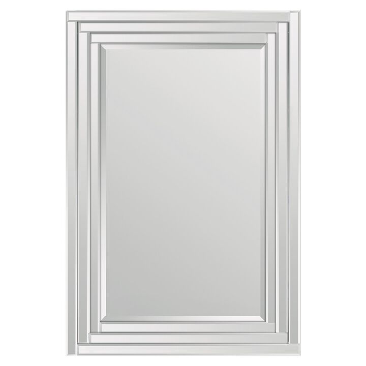 36" Clear Polished Framed Beveled Rectangular Wall Mirror