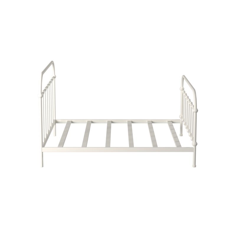 Powder Coated Metal Eastern King Platform Bed, White - Benzara