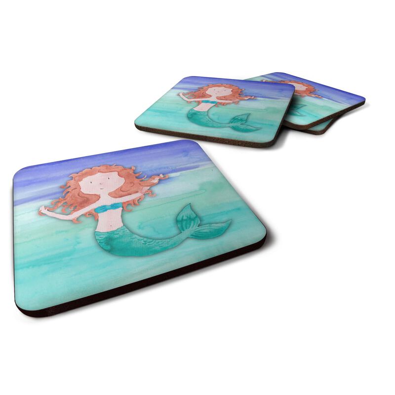 Caroline's Treasures Ginger Mermaid Watercolor Decorative coasters, 3.5, Multicolor