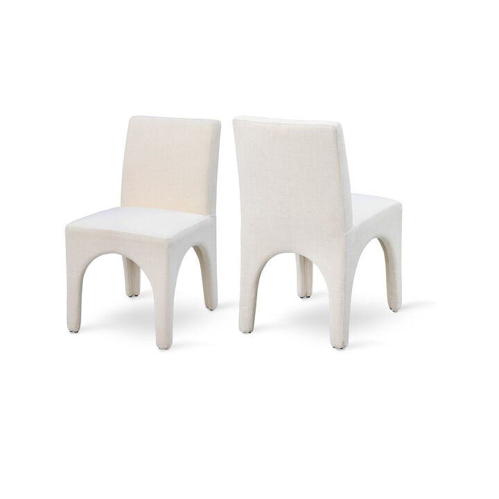Meridian Furniture Gramercy Beige Linen Textured Fabric Dining Chair, Set of 2