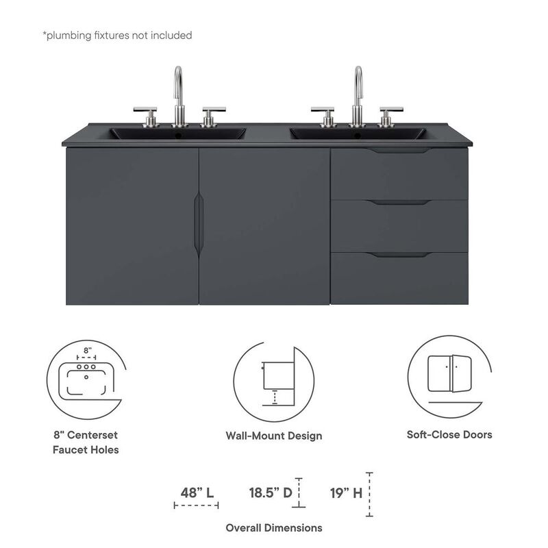 Modway Vitality 48 Double Sink Bathroom Vanity