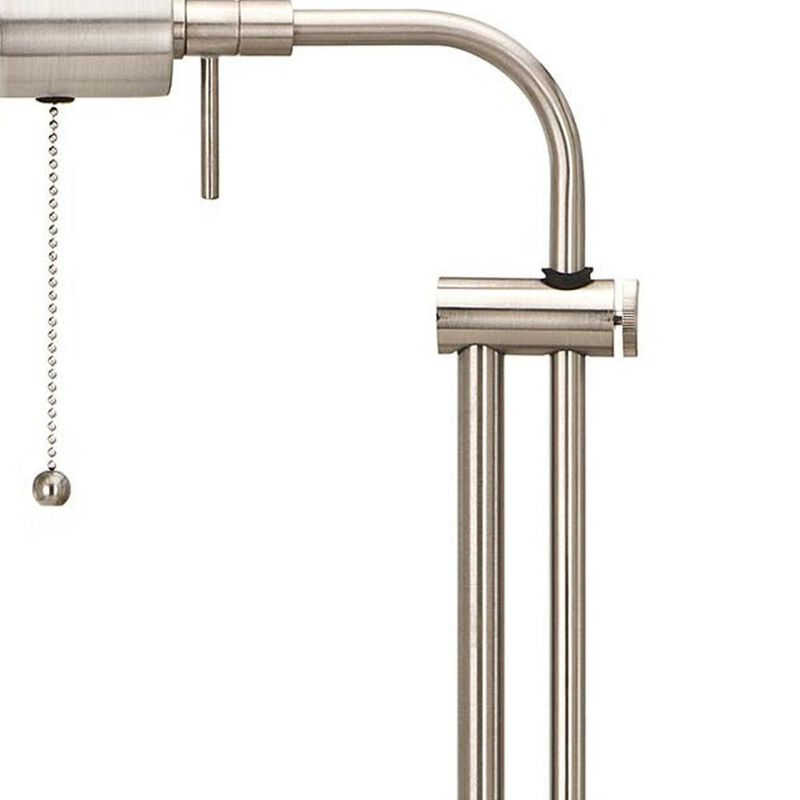 Hivvago 26" Nickel Metal Adjustable Table Lamp With Nickel Rectangular Shade
