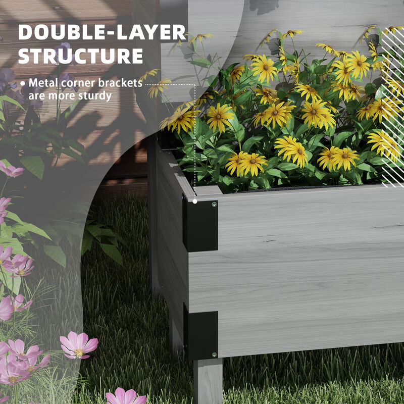Hivvago 2-Tier Wooden Raised Garden Bed with Trellis image number 4