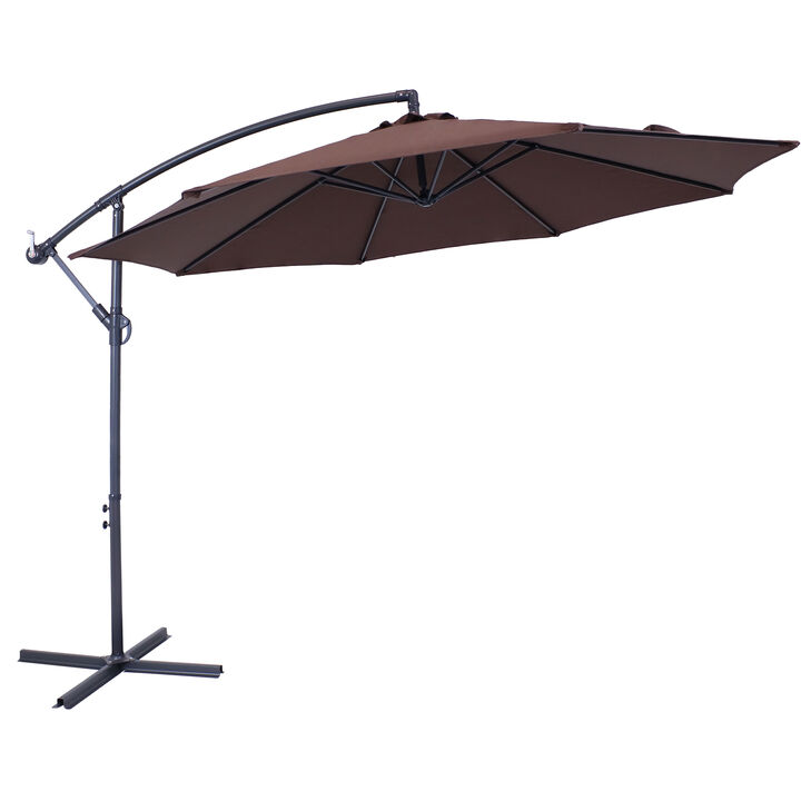 Sunnydaze 10 ft Cantilever Offset Steel Patio Umbrella with Crank
