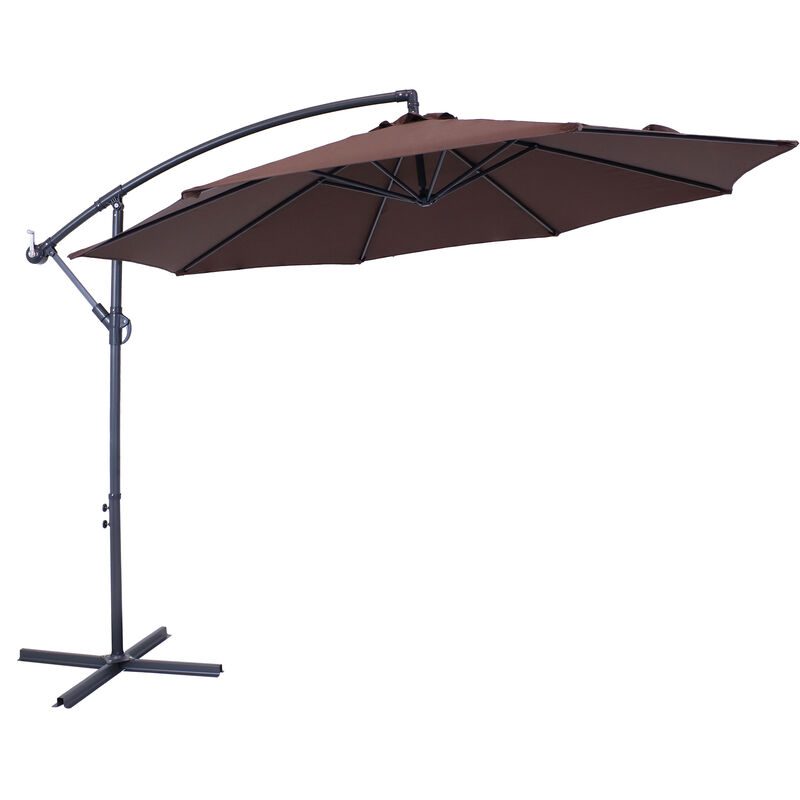 Sunnydaze 10 ft Cantilever Offset Steel Patio Umbrella with Crank