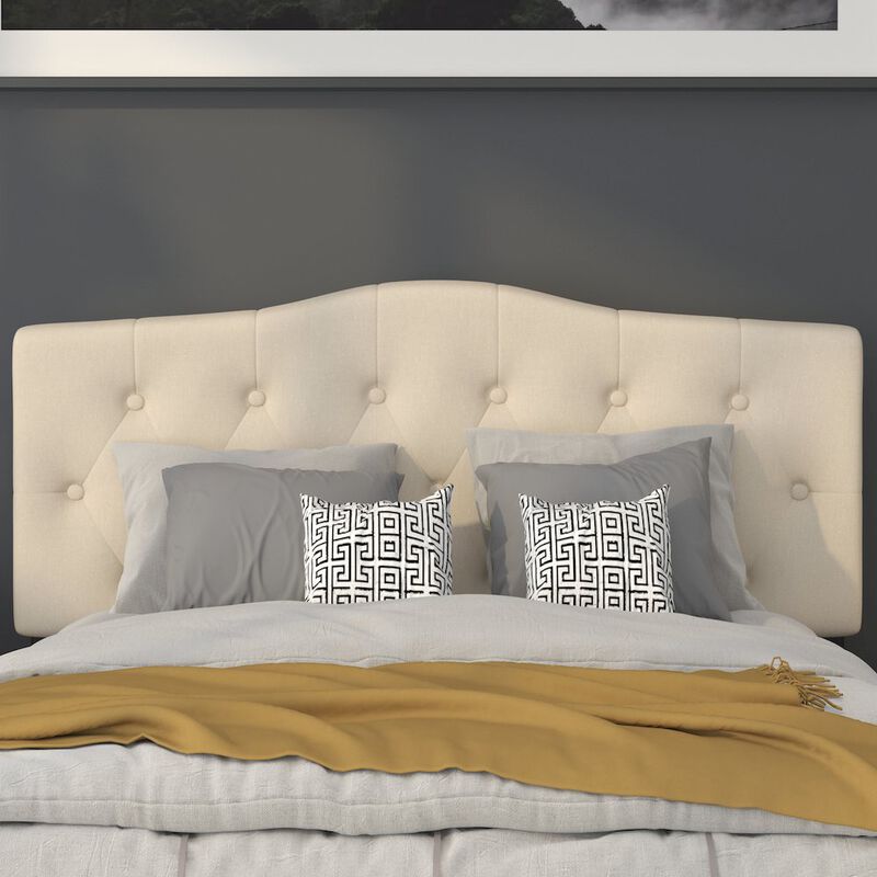 Flash Furniture Tufted Upholstered Full Size Headboard in Beige Fabric image number 6