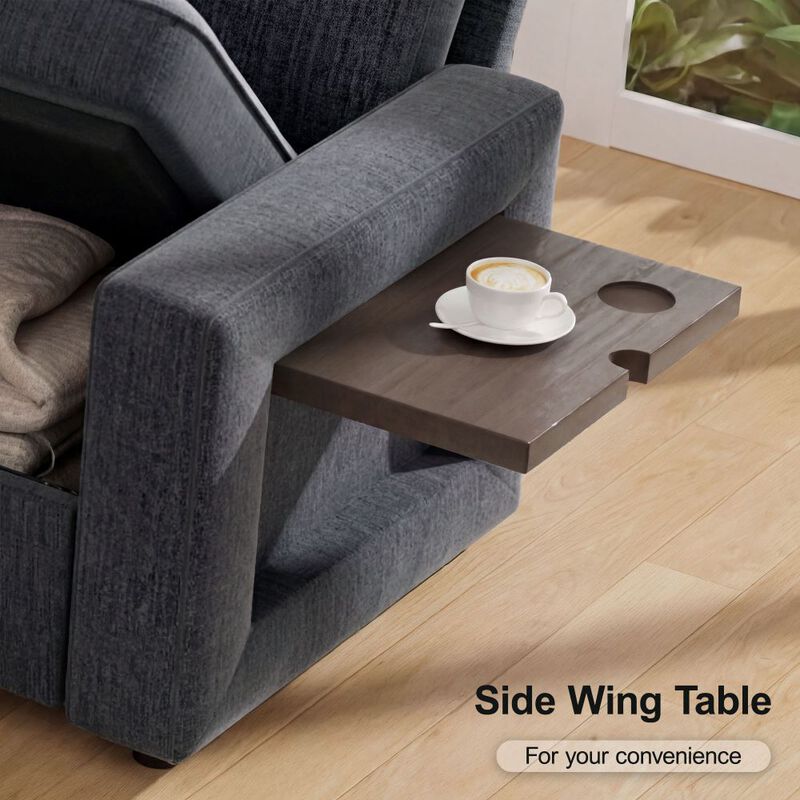 102" L-Shaped Chenille Modular Sectional Sleeper Sofa with Pullout Bed, Reclining Backrest, USB image number 8