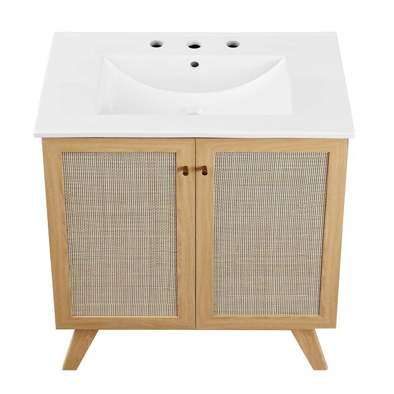 Modway Soma Bathroom Vanity, 30 Inch Single, Oak White image number 6