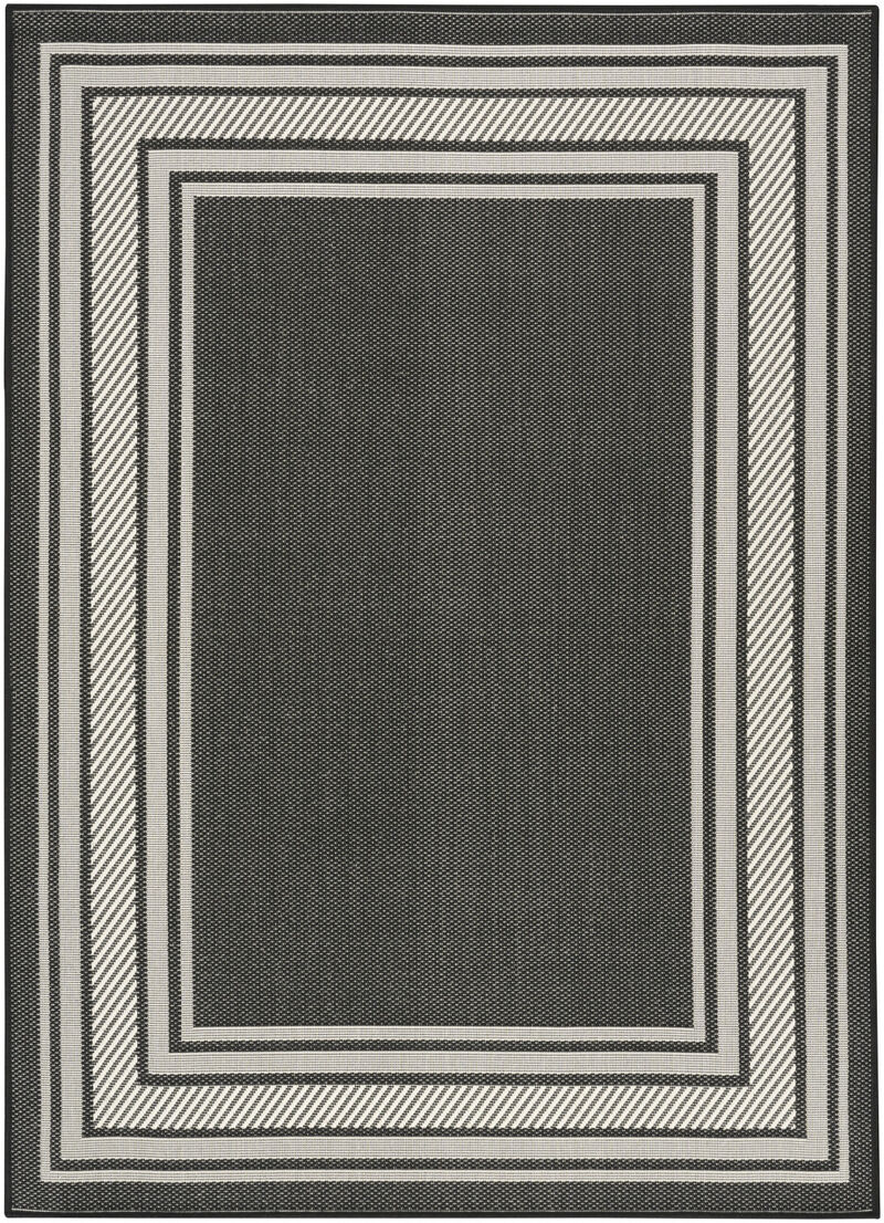 HomeRoots 5' X 7' Black Geometric Indoor Outdoor Area Rug image number 0