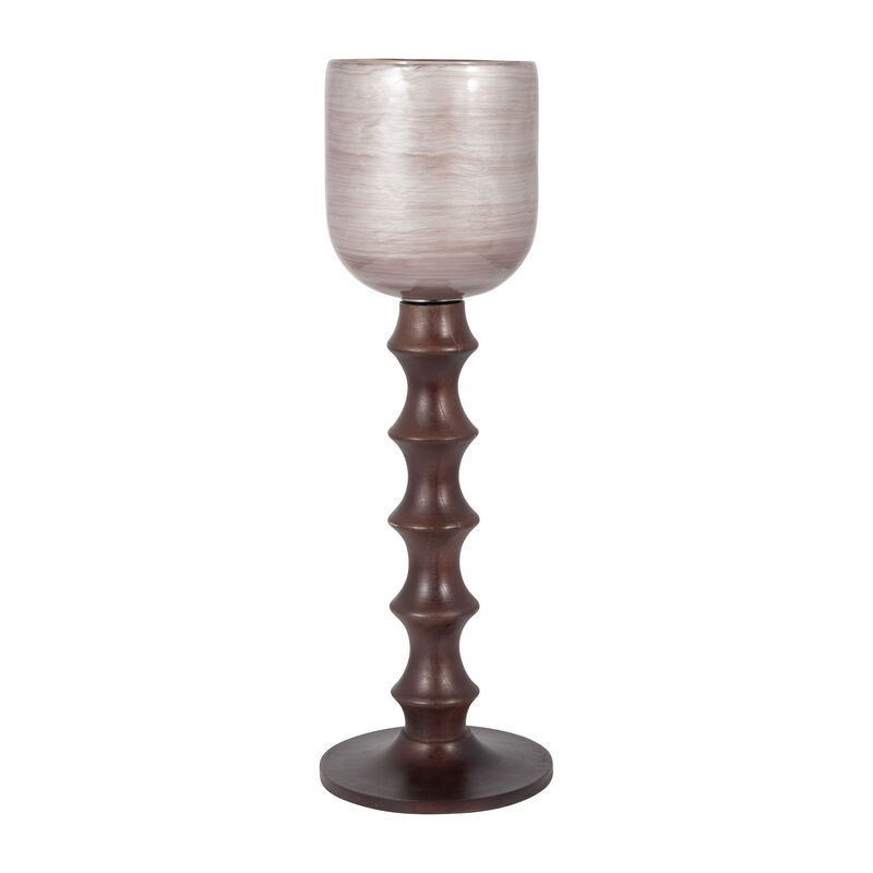 Glass, 24" Wooden Base Hurrican, Blush image number 1