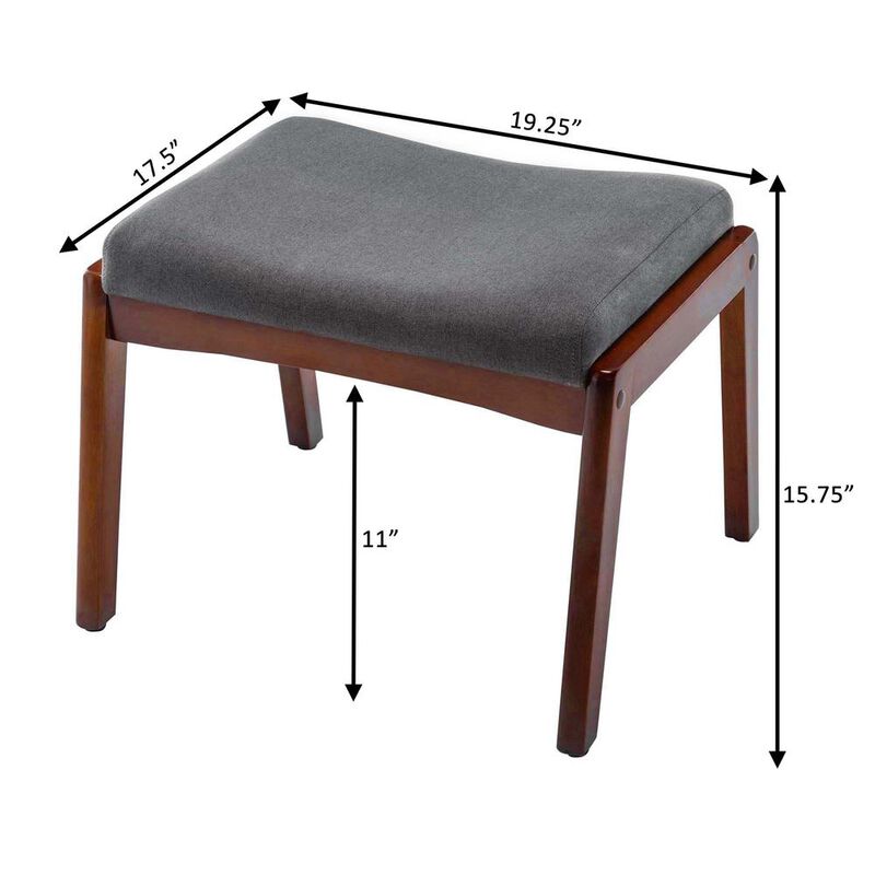 Convenience Concepts Designs4Comfort Natalie Accent Ottoman Stool Dark Gray