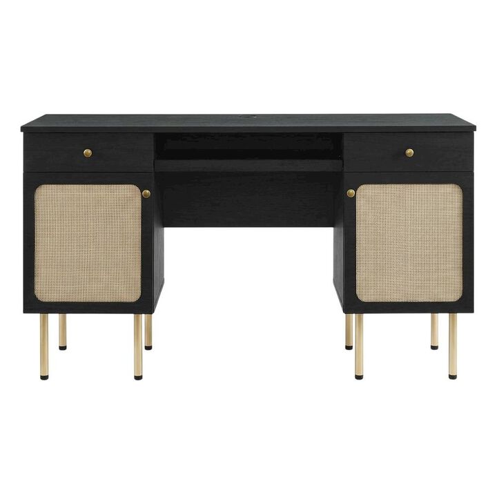 Modern Office Desk In Neutral Finish With Spacious Work Surface