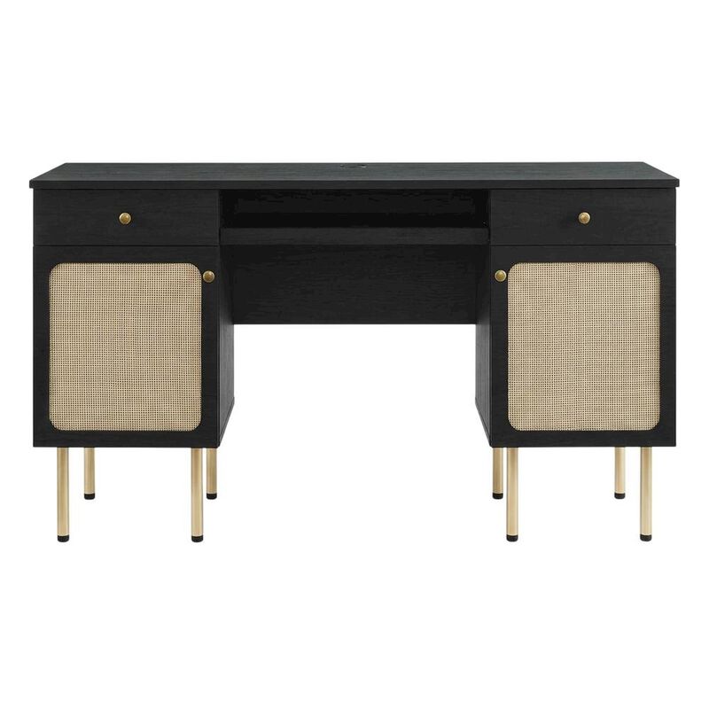Modern Office Desk In Neutral Finish With Spacious Work Surface image number 1