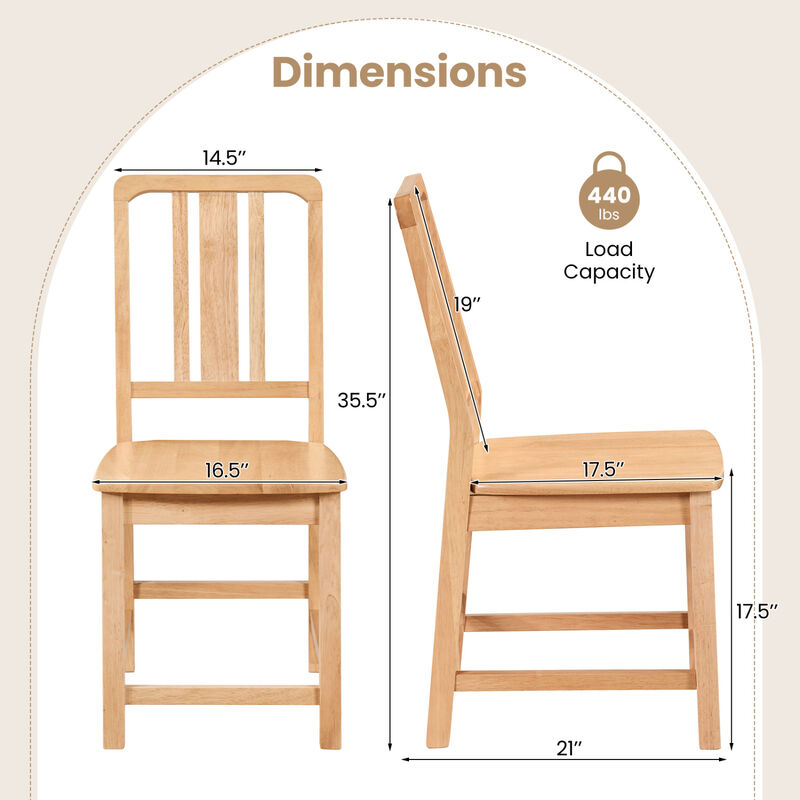 Set of 4 Rubber Wood Dining Chairs with Open Backrest Design image number 2