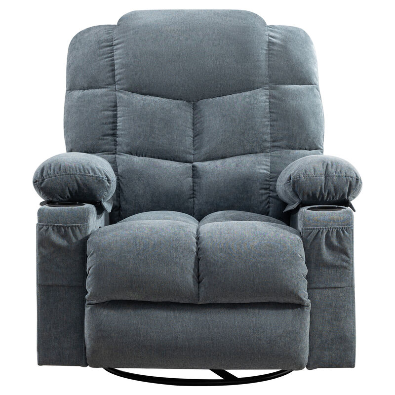 360&deg; Upholstered Swivel Rocker Recliner Chair, Single Seat Glider Reclining Chair with Side Pockets, Ergonomic Reading Chair image number 7