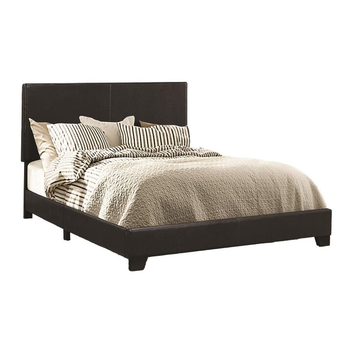 Leather Upholstered California King Size Platform Bed, Black-Benzara