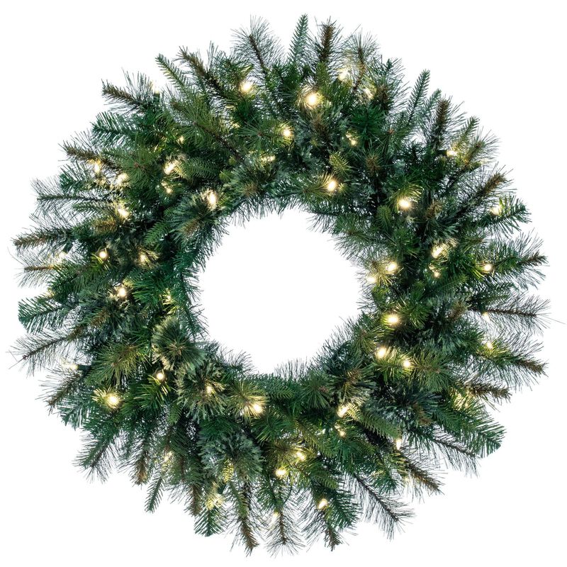 Vickerman Pre-Lit Cashmere Pine Wreath with 100 Warm White Italian LED Lights, 48-Inch, Green image number 0