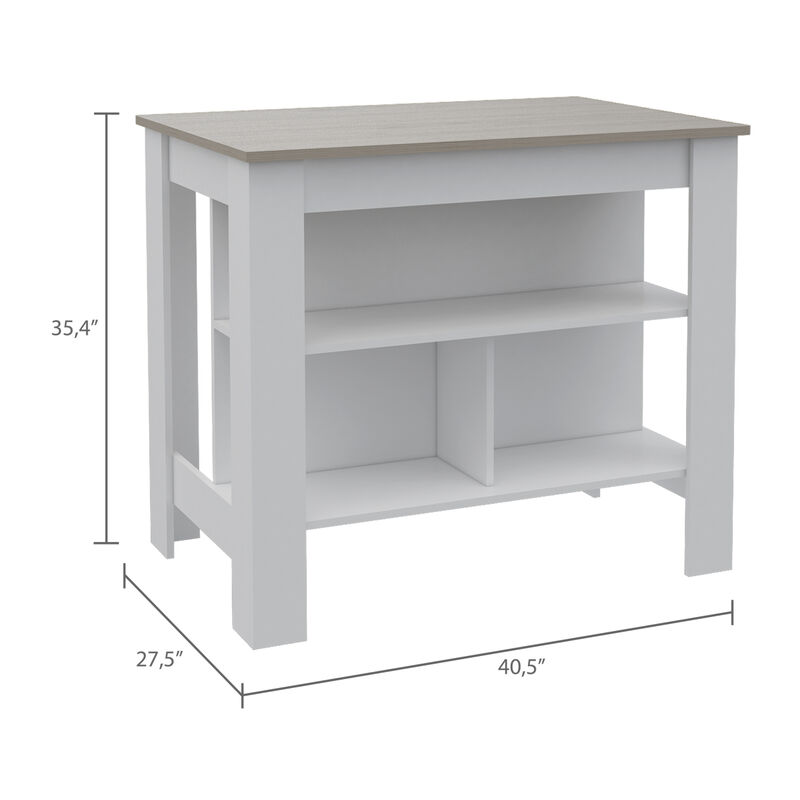Streamdale Rockaway 3-Shelf Kitchen Island And Light
