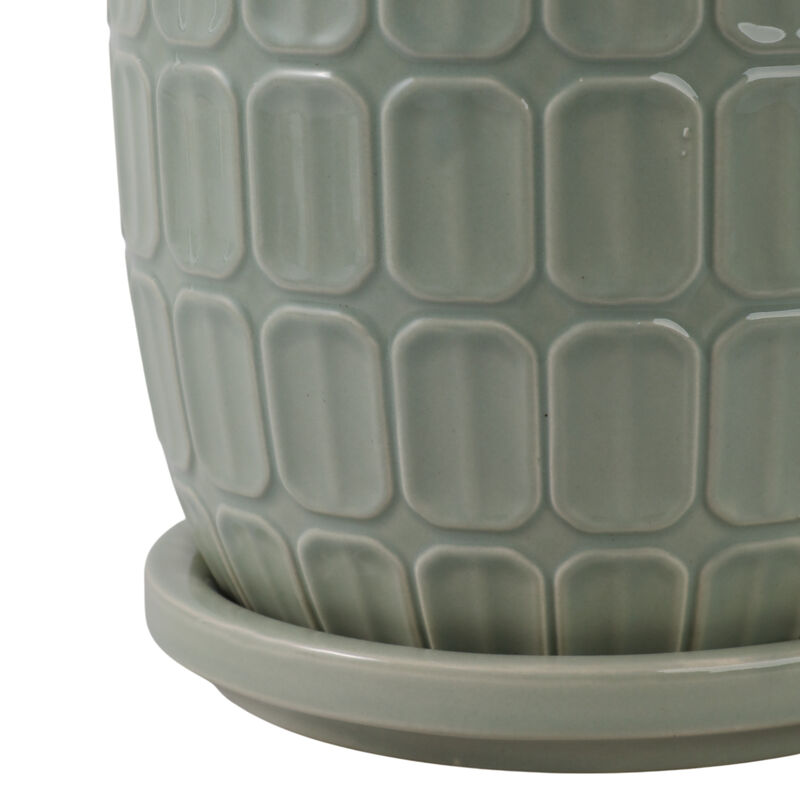 S/2 6/8" Squoval Design Saucer Planters, Sage Gree image number 4