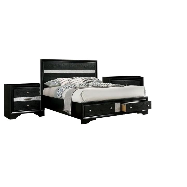 Bedroom Set, Wood, 3 Piece Set with 2 Nightstands