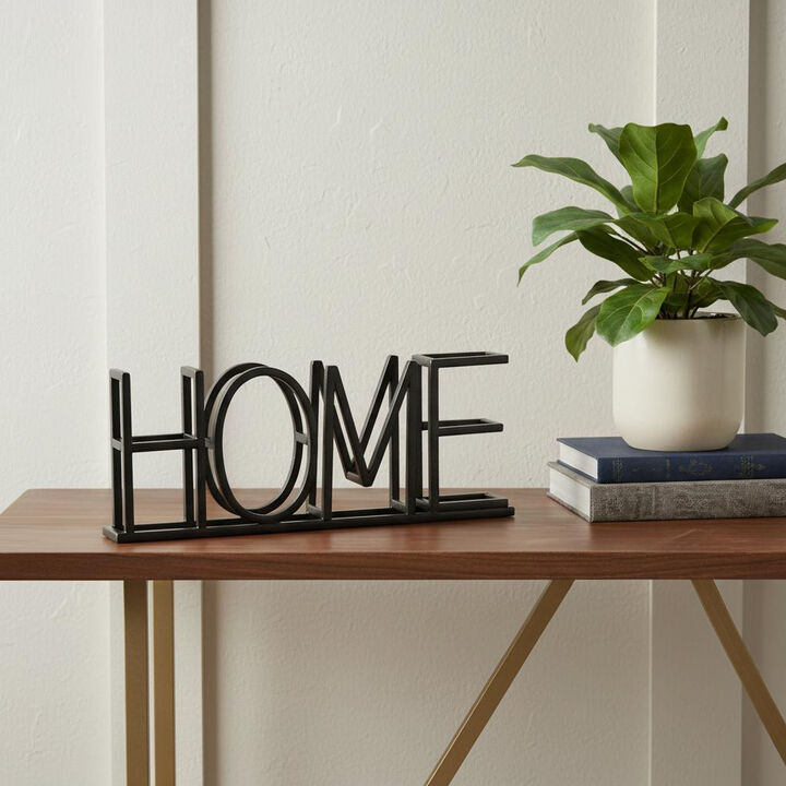 HomeRoots 11" Black Metal Home Tabletop Sign