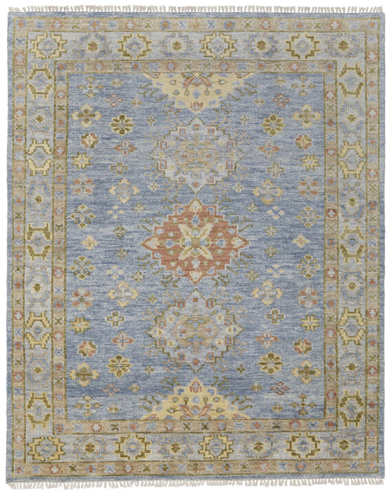 HomeRoots Wool Geometric Hand Knotted Area Rug With Fringe