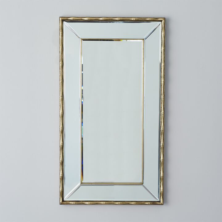 Bamboo framed mirror in a brass finish