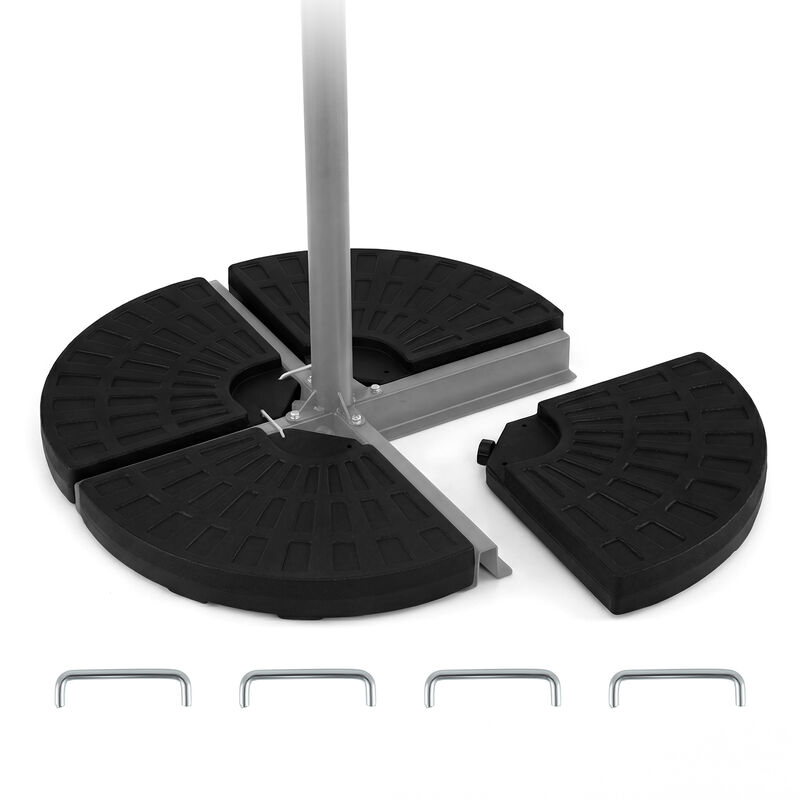 Heavy-Duty 4-Piece Patio Umbrella Base 140 lb with U-Locking Pins &ndash; Black image number 4