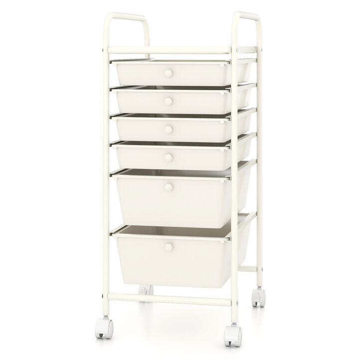 6-Drawer Mobile Storage Organizer Cart for Home, Office and Craft Room
