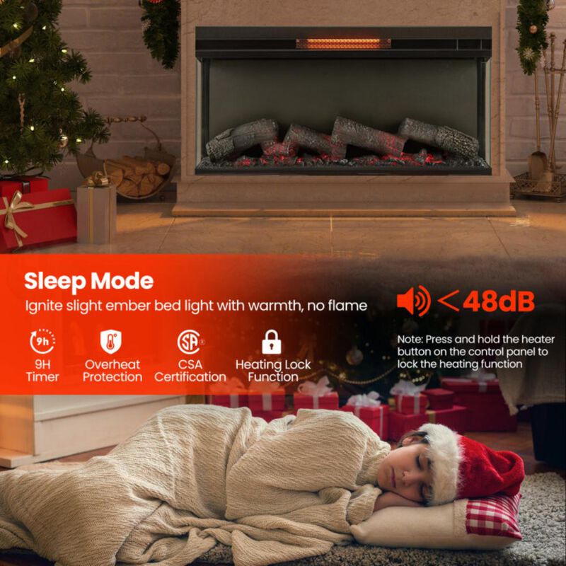 Hivvago 36 Inch 3-Sided 1500W Electric Fireplace with 7-Color Flame