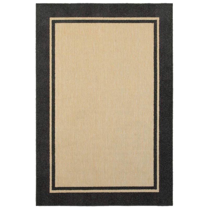 6 x 9 ft. Sand & Black Border Indoor & Outdoor Area Rug