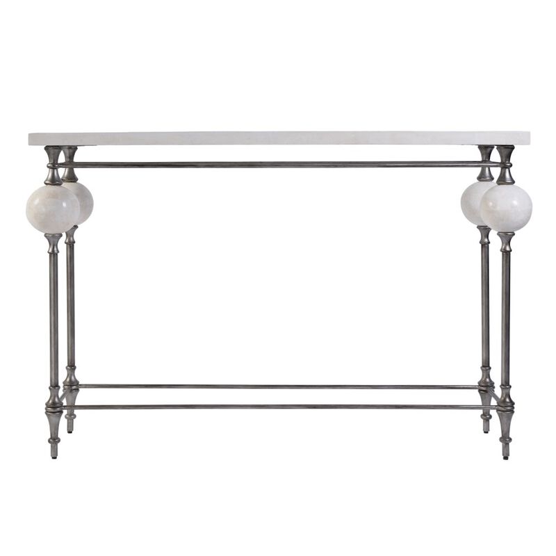 Butler Specialty Amadeo 48" W Rectangular Stone and Metal Console Table, White, Silver image number 3