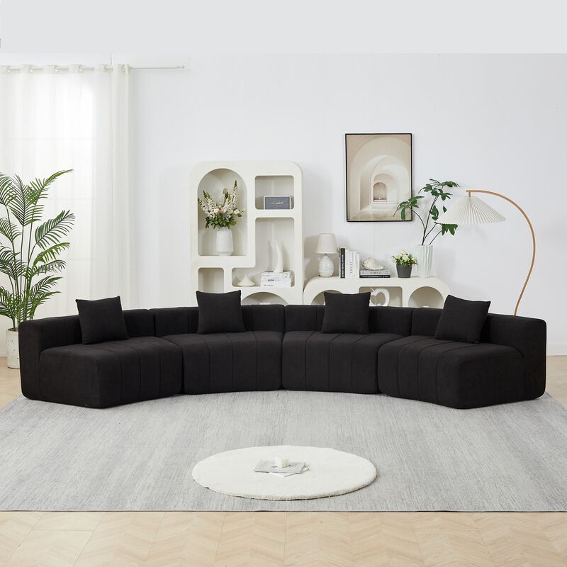 Figkos Morden Chenille curved sectional sofa image number 3
