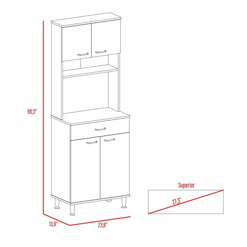Santa Maria 1-Drawer 1-Shelf Area Pantry with Adjustable Metal Legs White