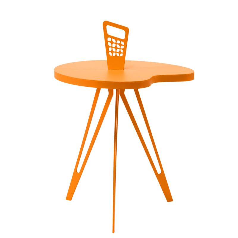 Genie Mod Shaped Metal Side Table (taller kidney)-orange image number 1