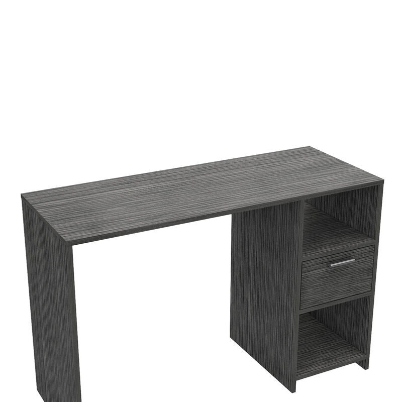 DEPOT E-SHOP Naxos Computer Desk with 1-Drawer and 2-Open Storage Shelves, Smokey Oak