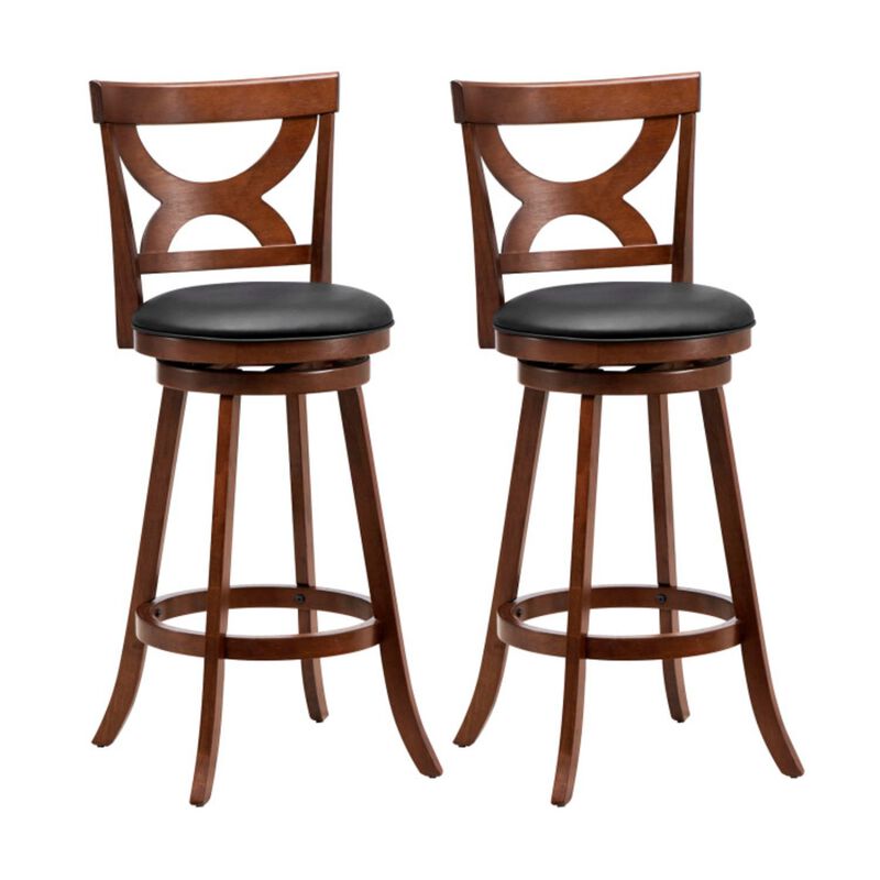 Hivvago Swivel Bar Stools Set of 2 with Soft Cushion and Elegant Hollow Backrest