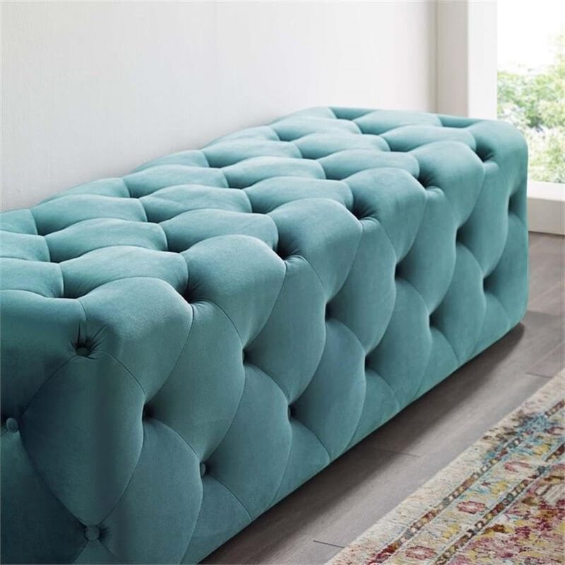 Modway EEI-3770-SEA Anthem 60" Tufted Button Entryway Performance Velvet Bench, Sea Blue image number 6