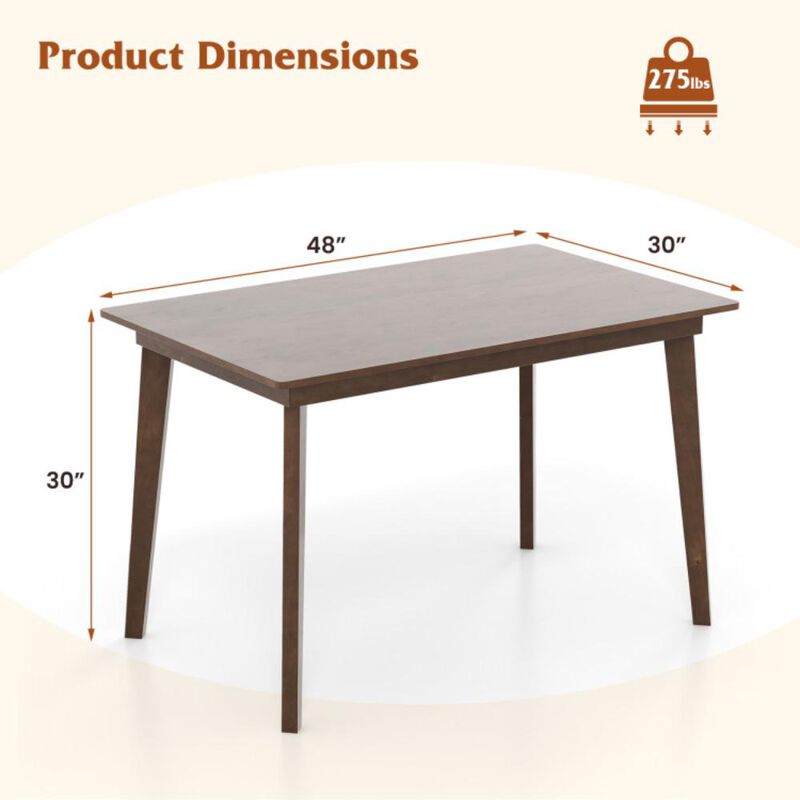 Hivvago 48 Inch Wooden Dining Table with Rubber Wood Legs for 4 People