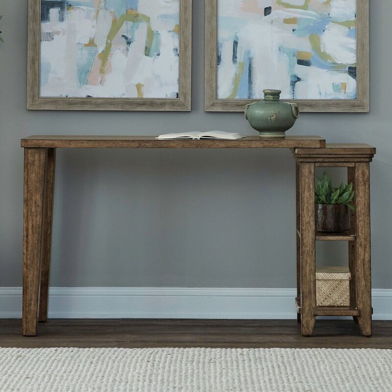 Liberty Furniture Carolina Park Console Table for Living Room - Amber Brown Oak image number 8