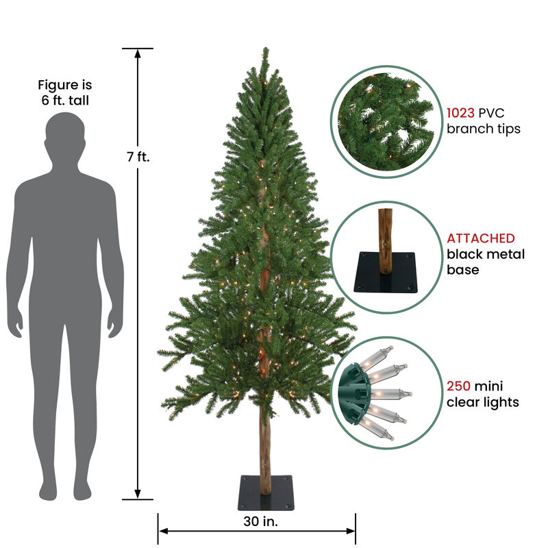 7' Pre-Lit Medium Alpine Artificial Christmas Tree  Clear Lights image number 2