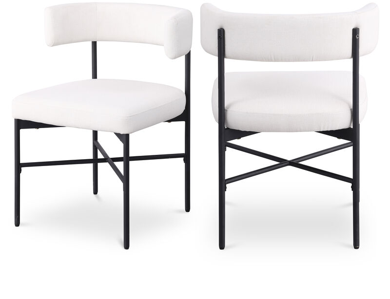 Meridian Furniture Rivage Cream Durable Linen Textured Fabric Dining Chair, Set of 2