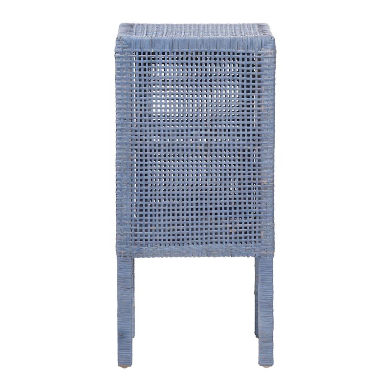 bali & pari Vivan Natural Rattan Nightstand - Handwoven Wicker Accent Bedside Table with Interior Shelving and Elevated Base, French Grey image number 4