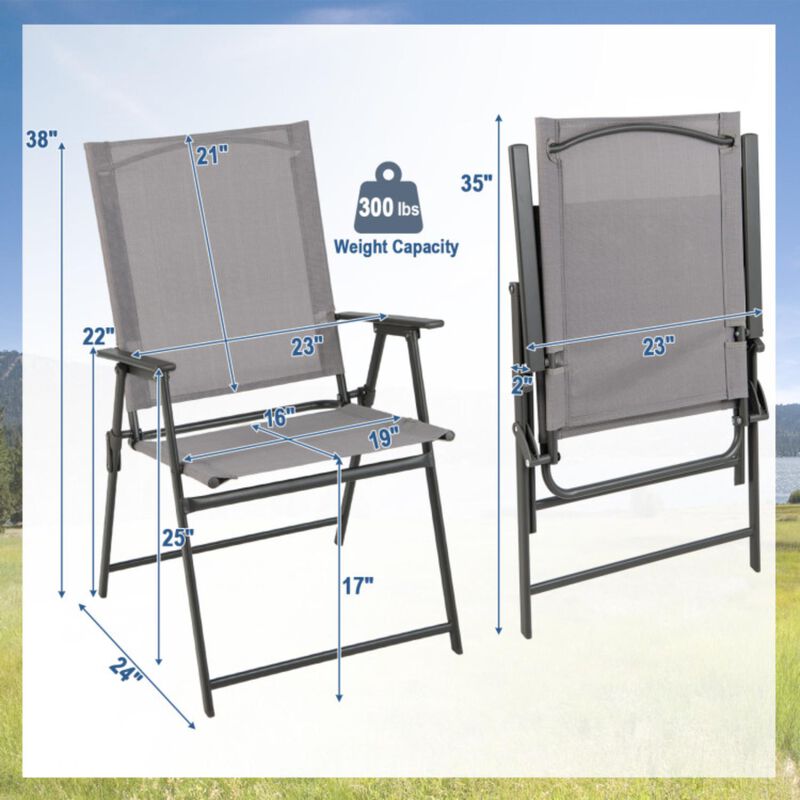 Hivvago 2 Pieces Patio Folding Chairs with Armrests for Deck Garden Yard